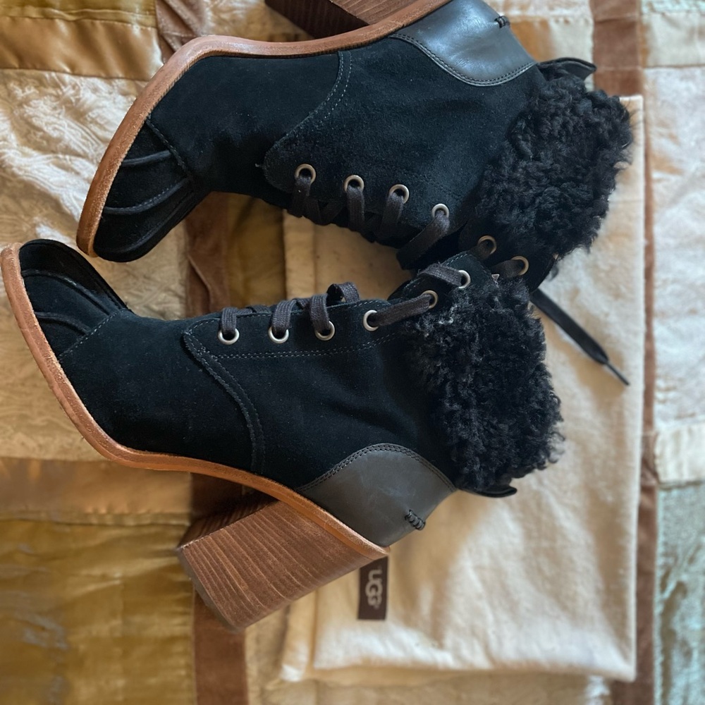 UGG Women's Black and Brown Heeled Boots